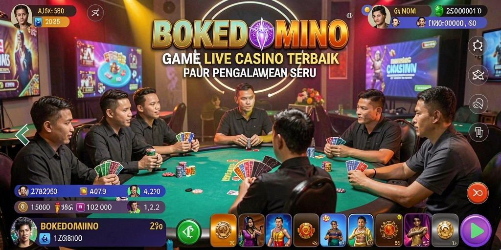 Tampilan gameplay seru BOKEDOMINO di Live Casino.