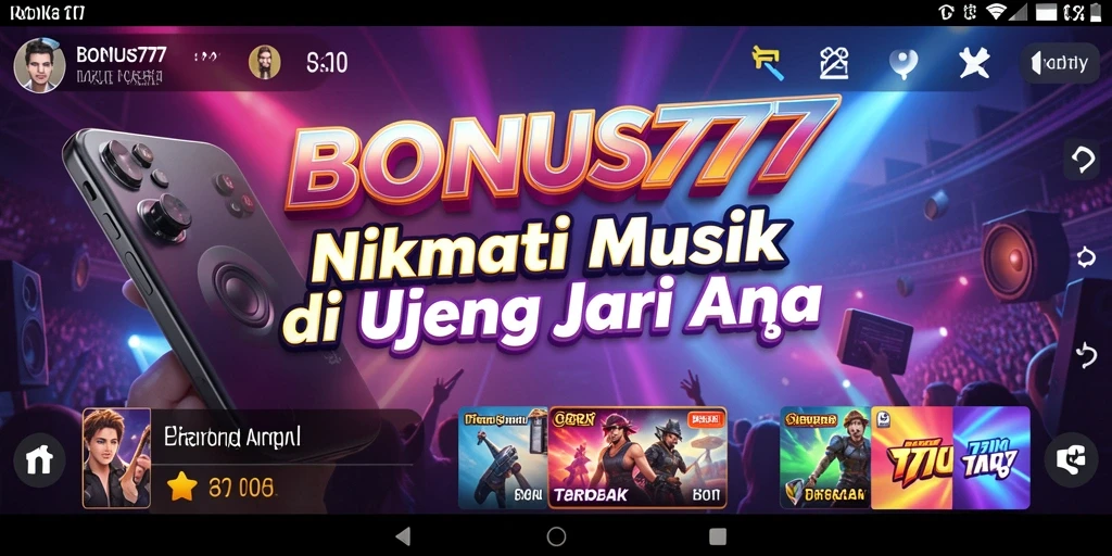 Screenshot gameplay BONUS777 menampilkan interaksi seru dengan musik.