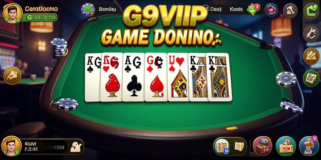 Screenshot G9VIP menampilkan gameplay domino yang penuh aksi.