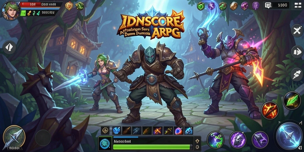 Gameplay menakjubkan dalam <strong>IDNSCORE</strong> menunjukkan petualangan seru ARPG.