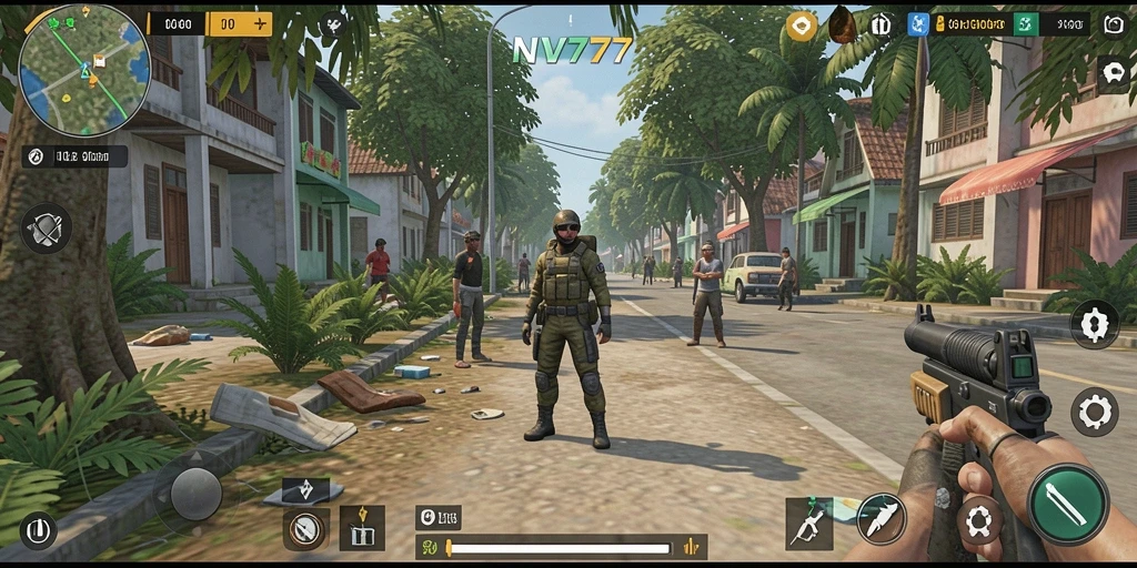 Tampilan gameplay NV77 yang menarik saat menjelajah dunia virtual.