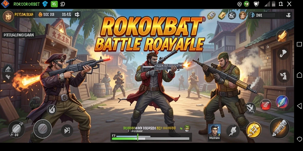 Screenshot menampilkan pemain bertempur dalam pertempuran Battle Royale yang mendebarkan.