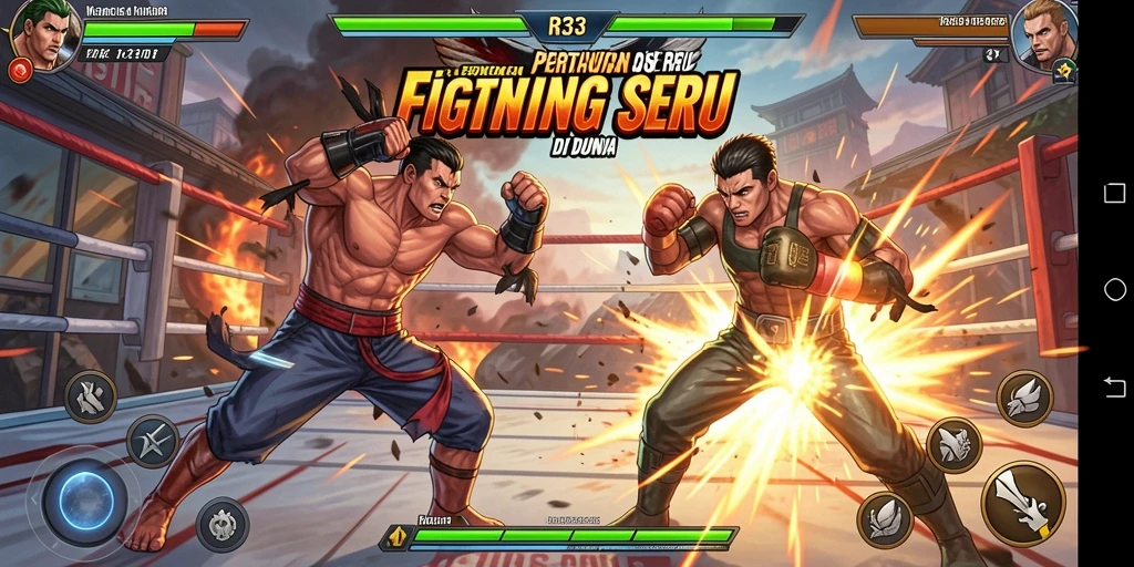 Gameplay pertarungan seru di RR33 dengan karakter yang beragam.
